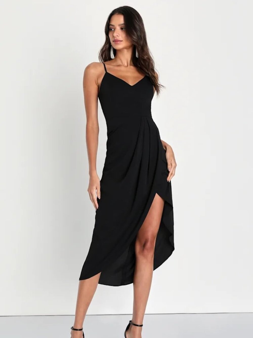 Reinette Black Midi Dress from Lulus